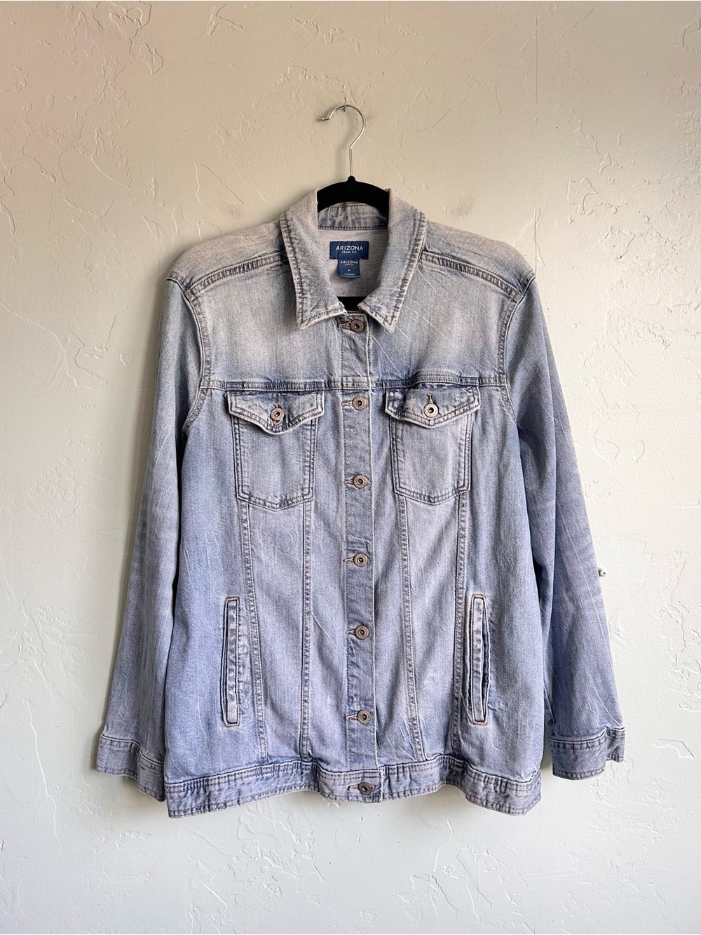 Arizona Jean Company Washed Denim‎ Classic Jean Jacket Faded Blue Women’s XL